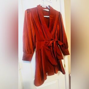 Elegant Rust Wrap Dress